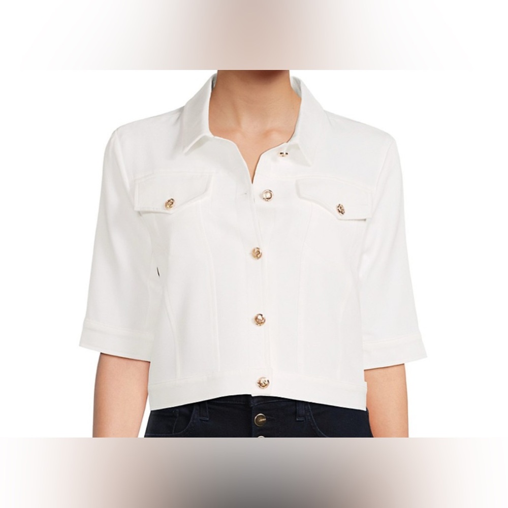 Walter Baker White Cropped Button Jacket with Gold Buttons